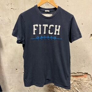 Abercrombie & Fitch Y2K Navy Blue Embroidered Bird Design Logo T-Shirt Large L